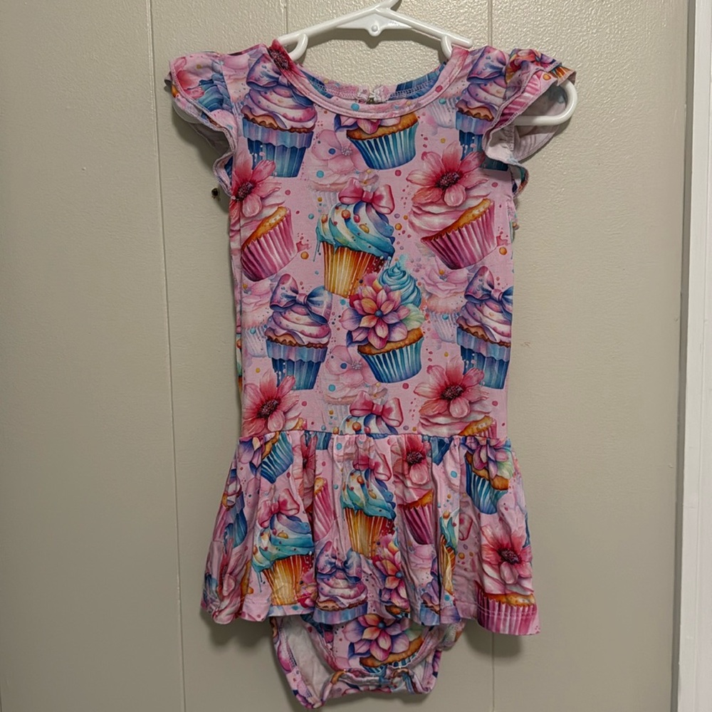 Bums & Roses “Another Year Sweeter” Ruffled Twirl Onesie Dress